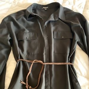 Black button up dress